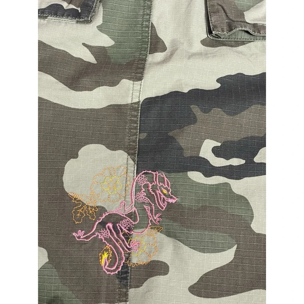 Vintage Y2K Mossimo‎ Cargo Skirt Camo Military Style Dragon Grunge Size 3 Bin11
